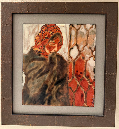 Woman with Scarf - Enamel