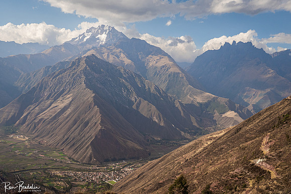 View of Chicon (18,144 ft) from approximately 12,300 feet on opposite side of sacred valley.
