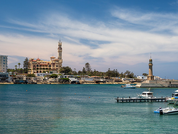 View of Palace and lighthouse from across the water